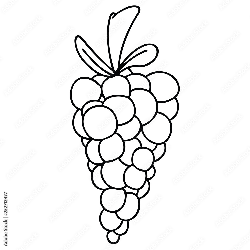 quirky line drawing cartoon bunch of grapes