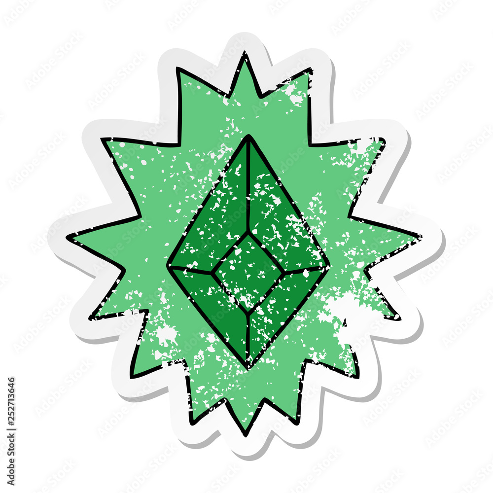 distressed sticker cartoon doodle of a red bright jewel distressed sticker cartoon doodle of a red bright jewel