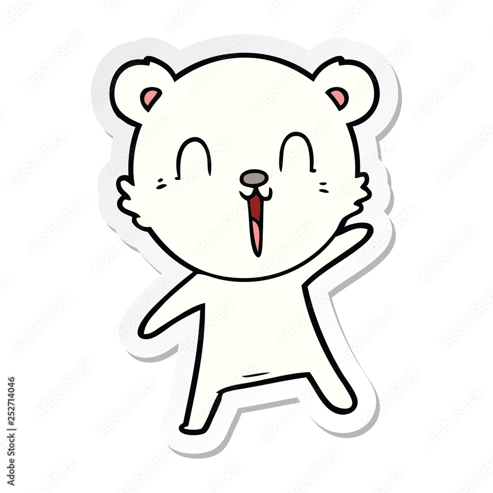 sticker of a happy cartoon polar bear sticker of a happy cartoon polar bear