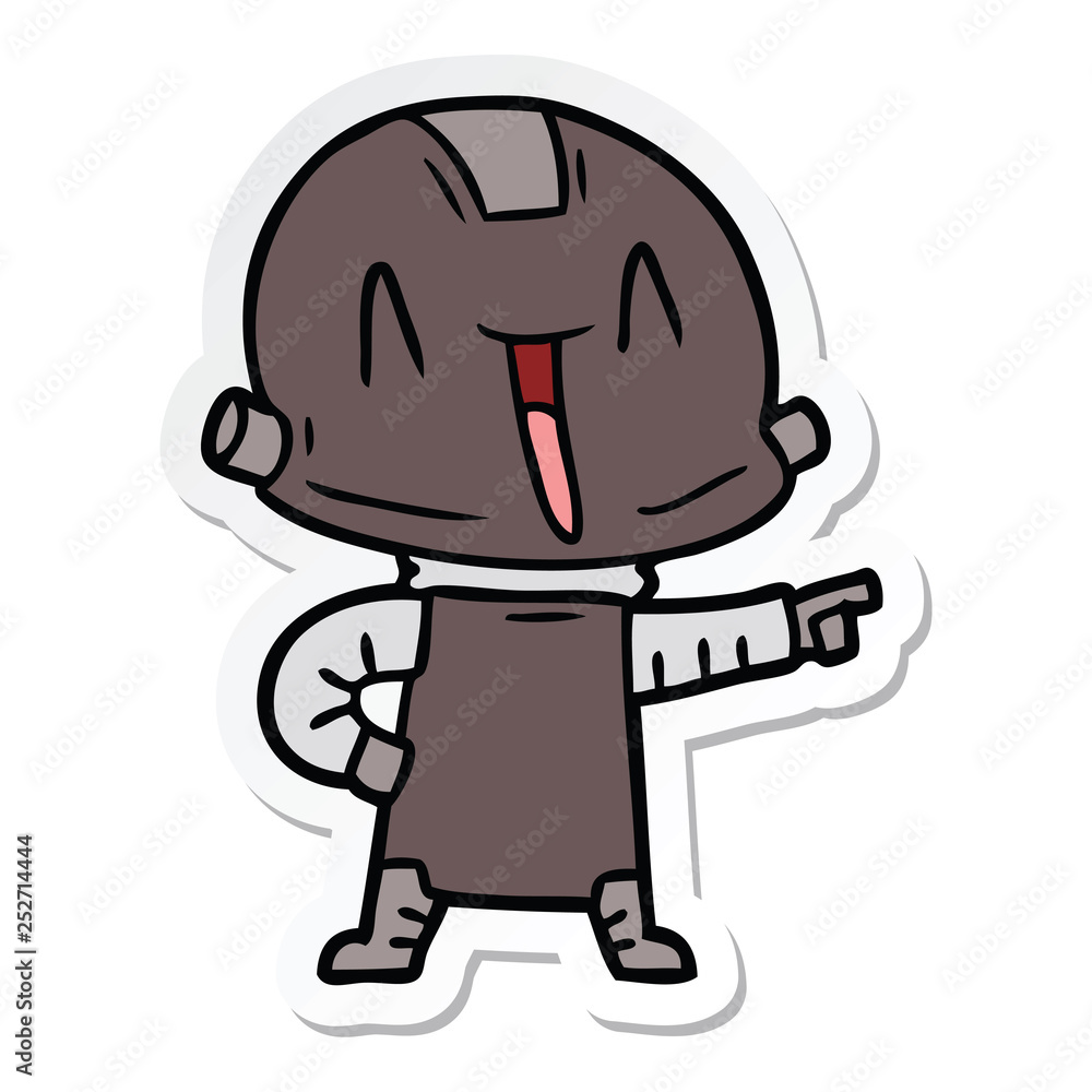 sticker of a cartoon robot sticker of a cartoon robot