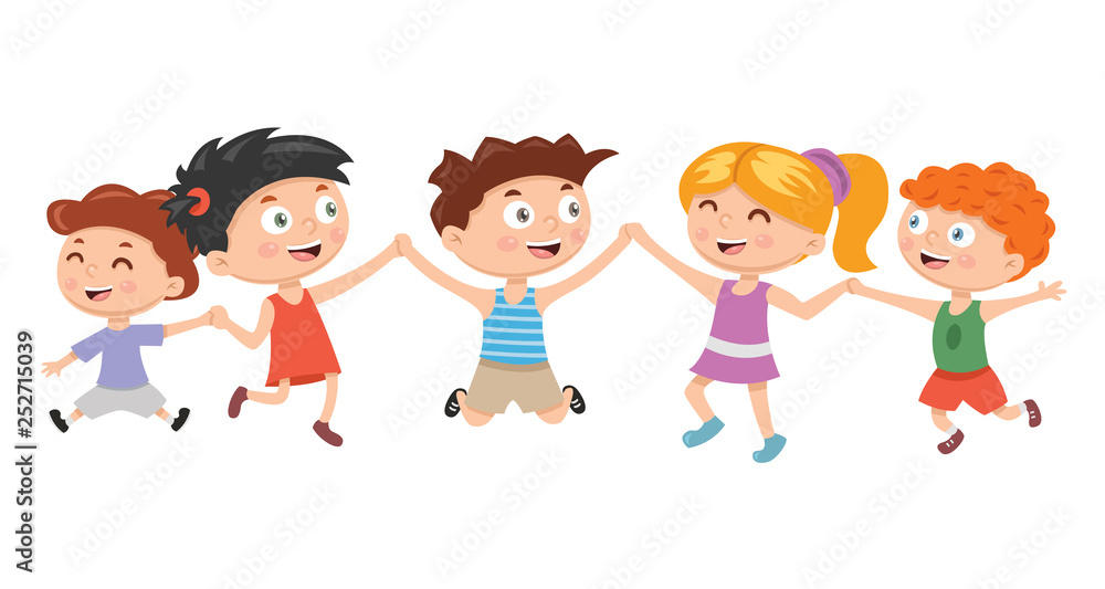 Kids. Boys and girls plays and jump on the white background. Vector illustration Kids. Boys and girls plays and jump on the white background. Vector illustration