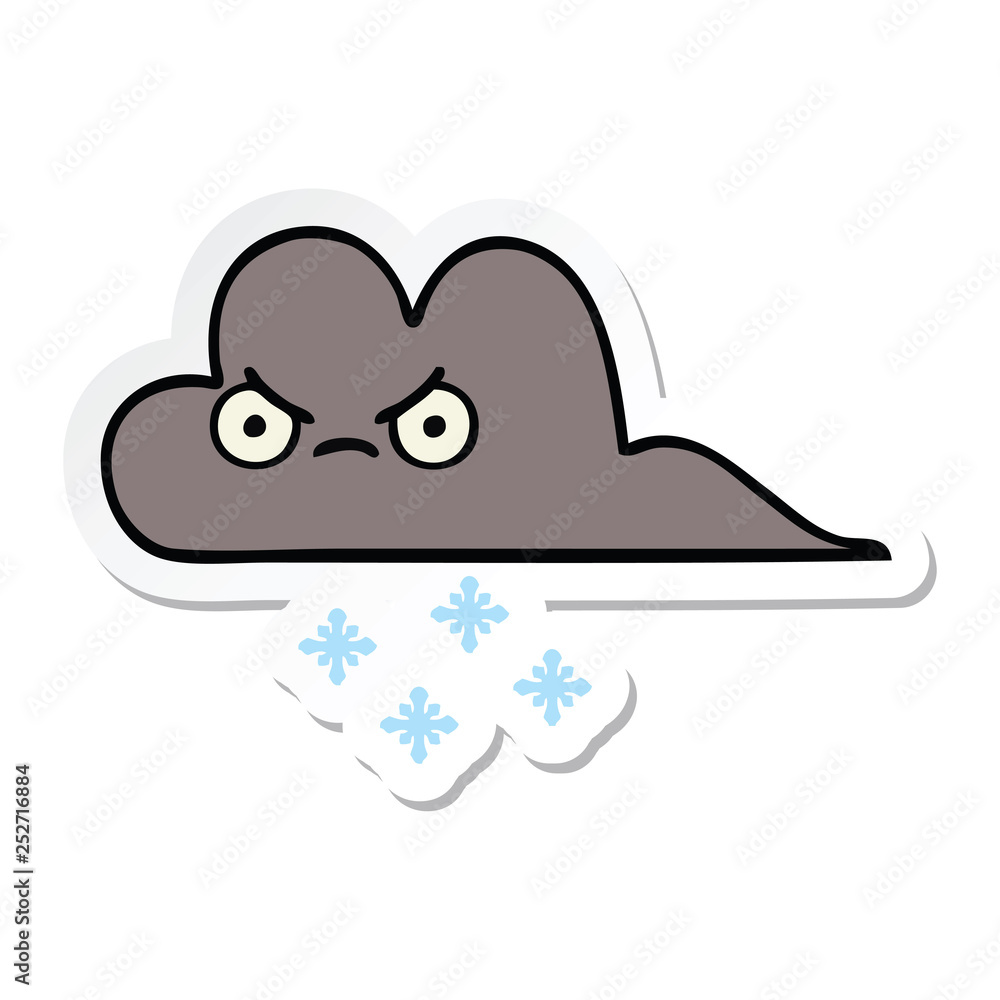 sticker of a cute cartoon storm snow cloud sticker of a cute cartoon storm snow cloud