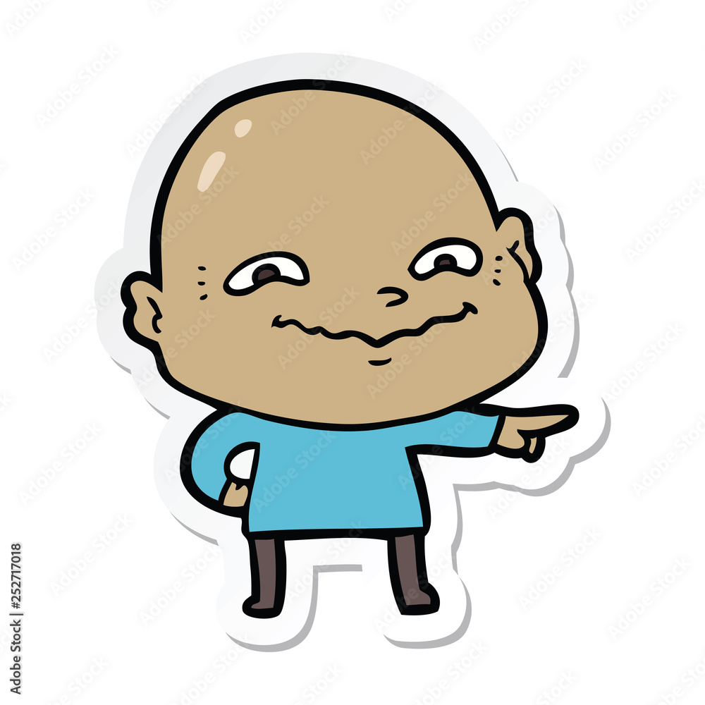 sticker of a cartoon creepy guy sticker of a cartoon creepy guy