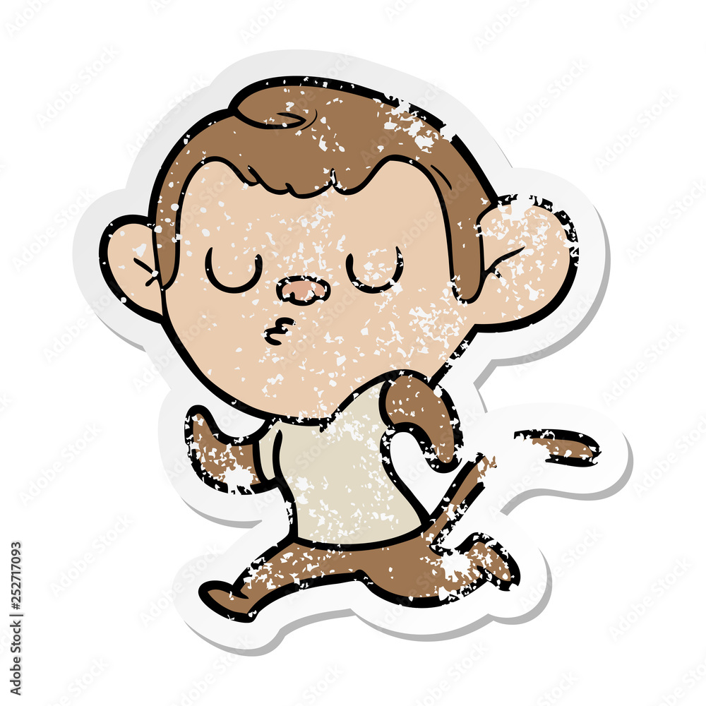 Fototapeta premium distressed sticker of a cartoon monkey
