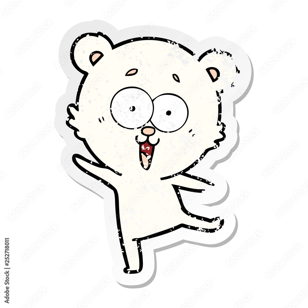 distressed sticker of a laughing teddy bear cartoon distressed sticker of a laughing teddy bear cartoon