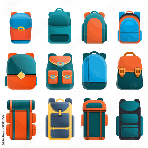 backpacks icons set, vector illustration