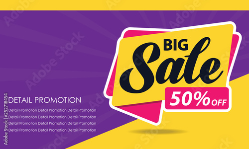 Big Sale Banner Template. Discount Up to 50%. Vector Template Poster Sale Promotion.