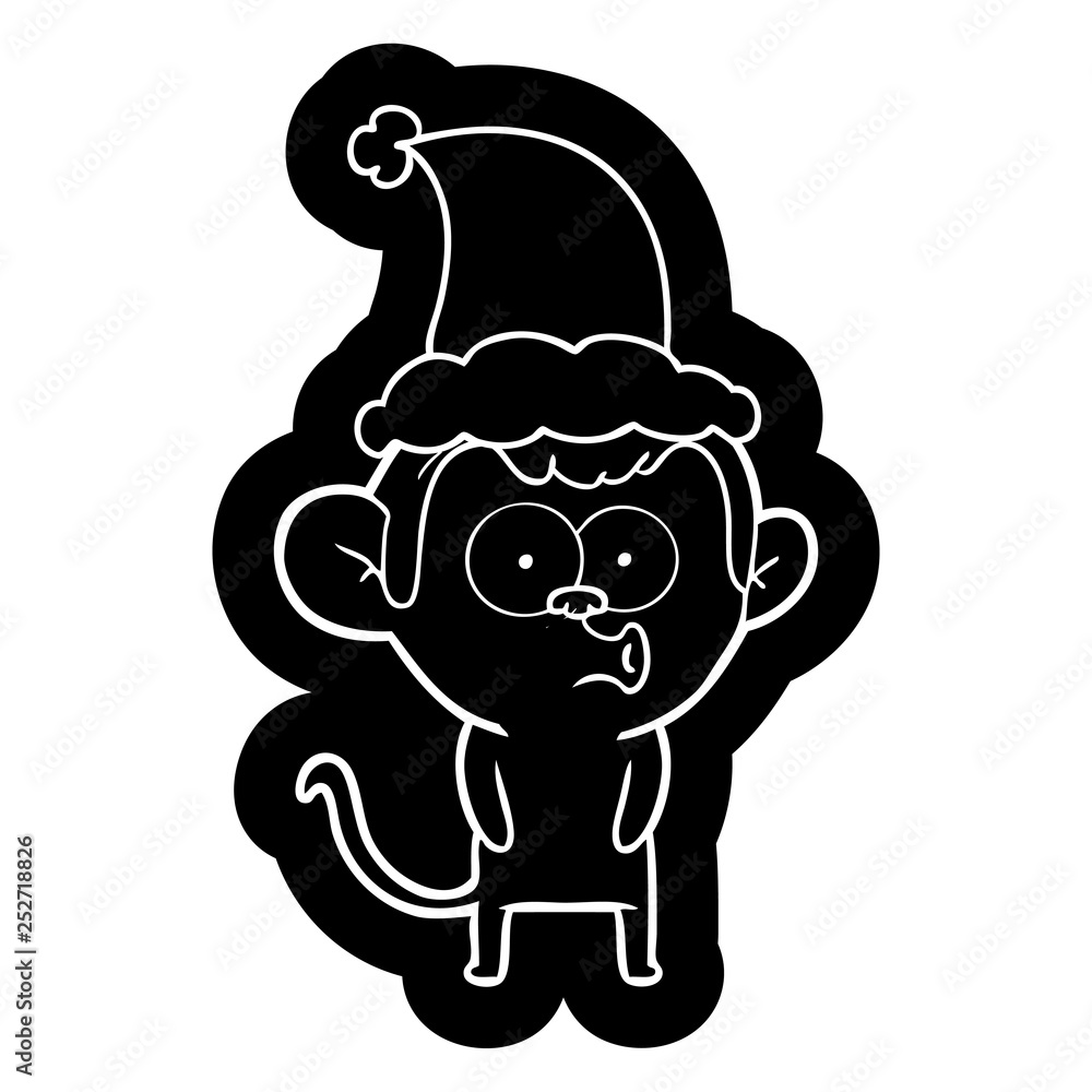 cartoon icon of a hooting monkey wearing santa hat cartoon icon of a hooting monkey wearing santa hat