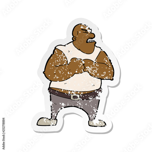 retro distressed sticker of a cartoon violent man
