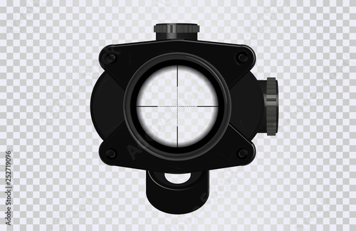 Sniper scope crosshairs in realistic style. Optical sight for your project. GUI element. Vector gaming template. Military and weapon. 