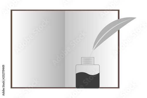 Libro con tintero y pluma.