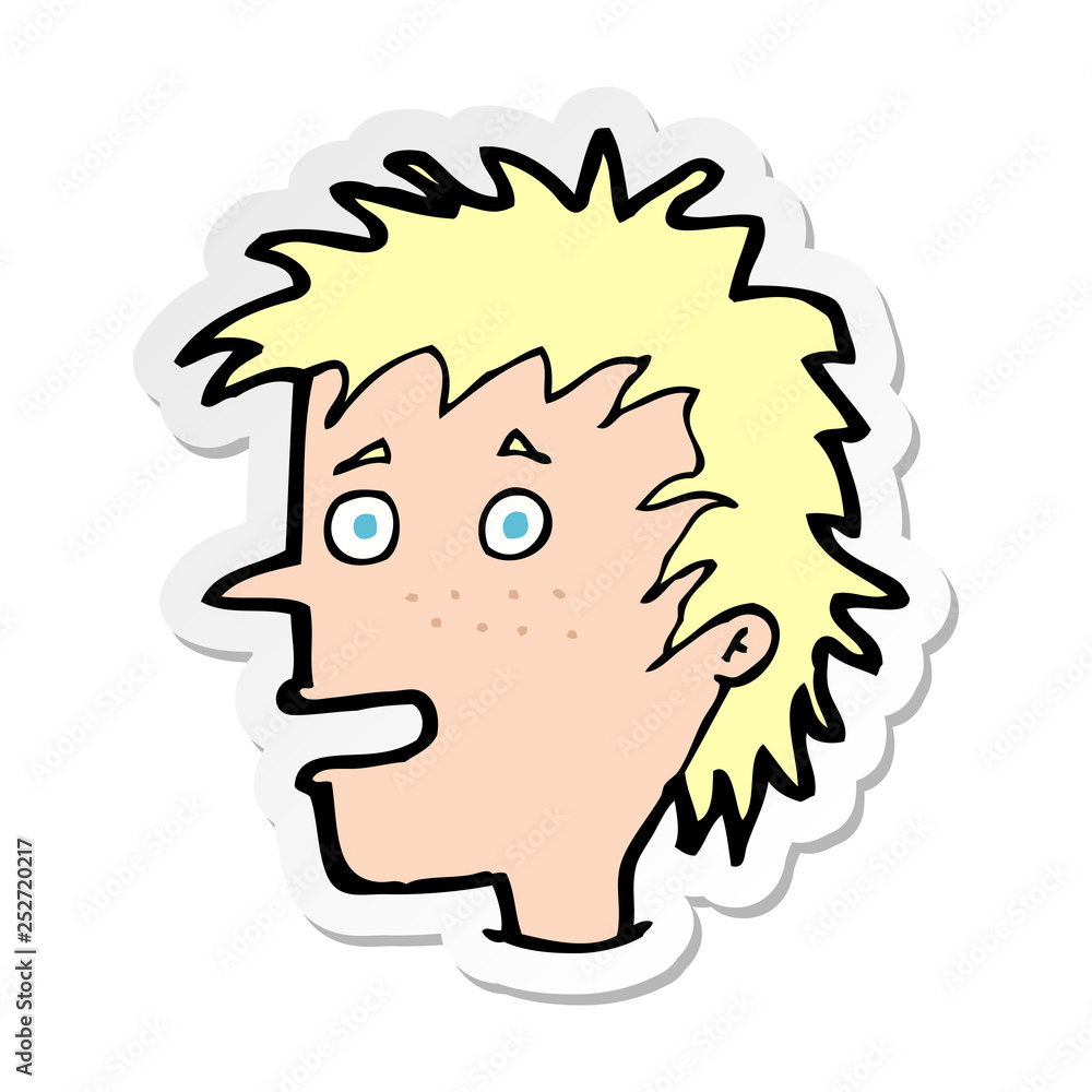 sticker of a cartoon excited boy sticker of a cartoon excited boy