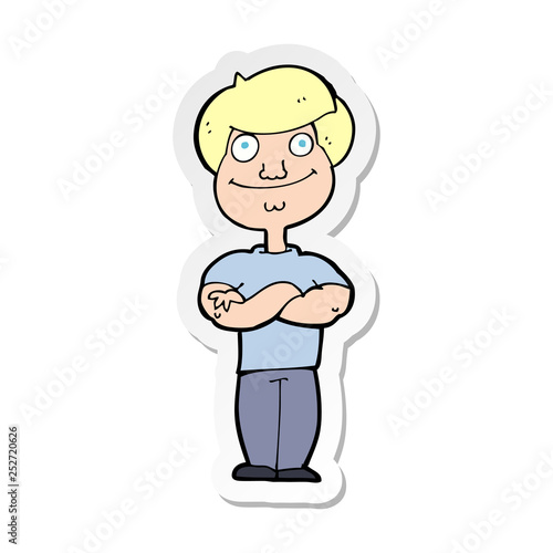 sticker of a cartoon happy man