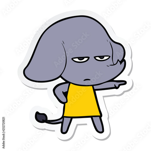 sticker of a annoyed cartoon elephant