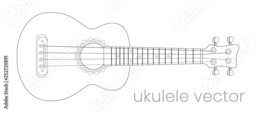 Ukulele guitar illustration. Music instrument. Vector line sketch photo