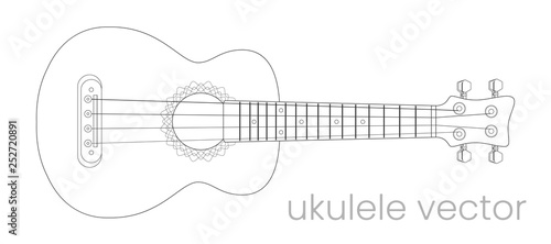 Konstfotografi Ukulele guitar illustration. Music instrument. Vector line sketch