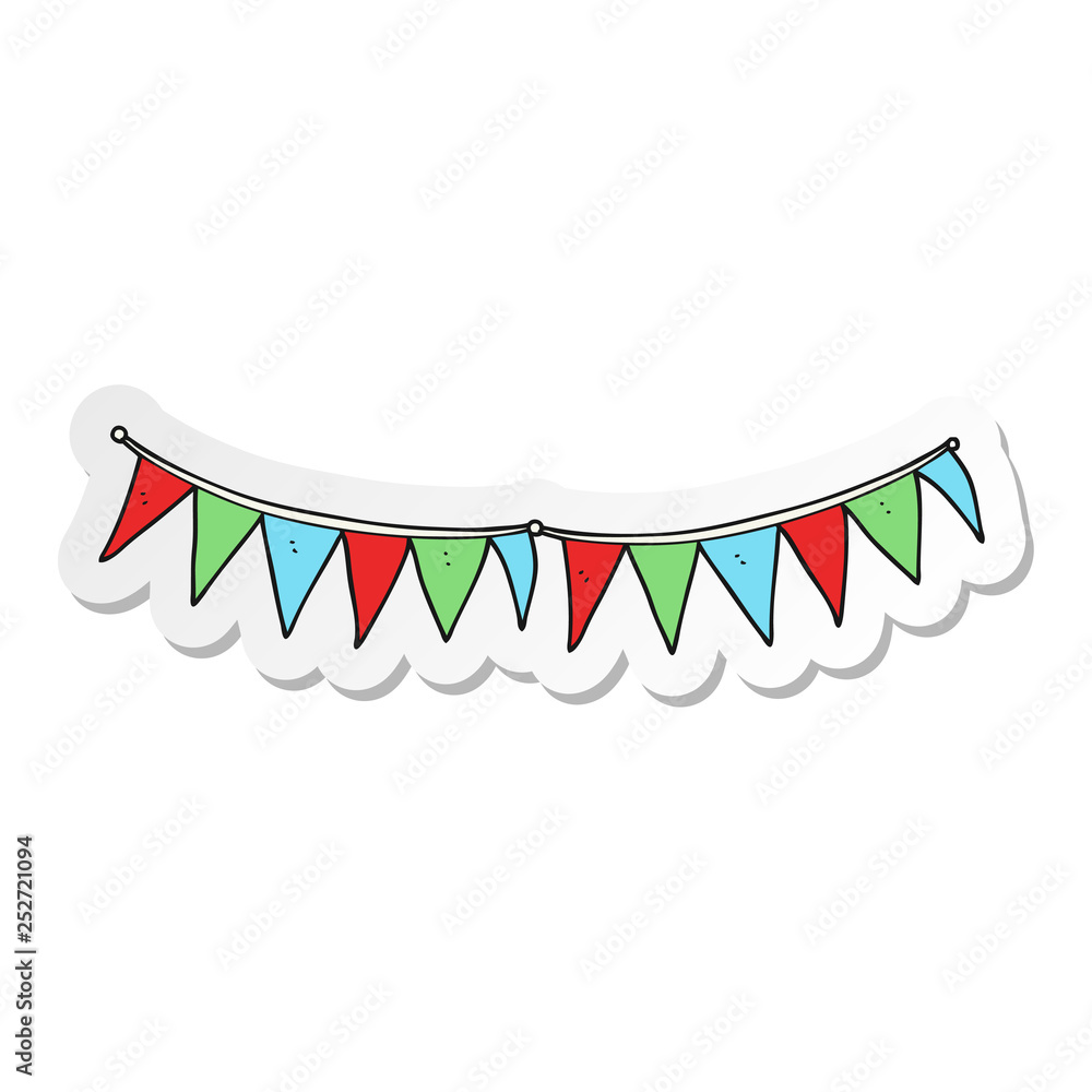 sticker of a cartoon bunting flags sticker of a cartoon bunting flags