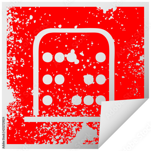 distressed square peeling sticker symbol maths abacus