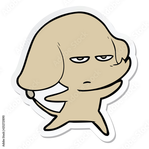 sticker of a annoyed cartoon elephant