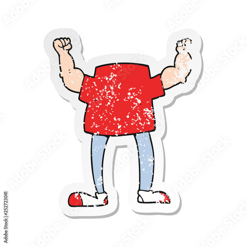 retro distressed sticker of a cartoon headless man