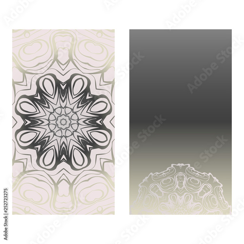 Collection Card With Relax Mandala Design. For Mobile Website, Posters, Online Shopping, Promotional Material. Grey color