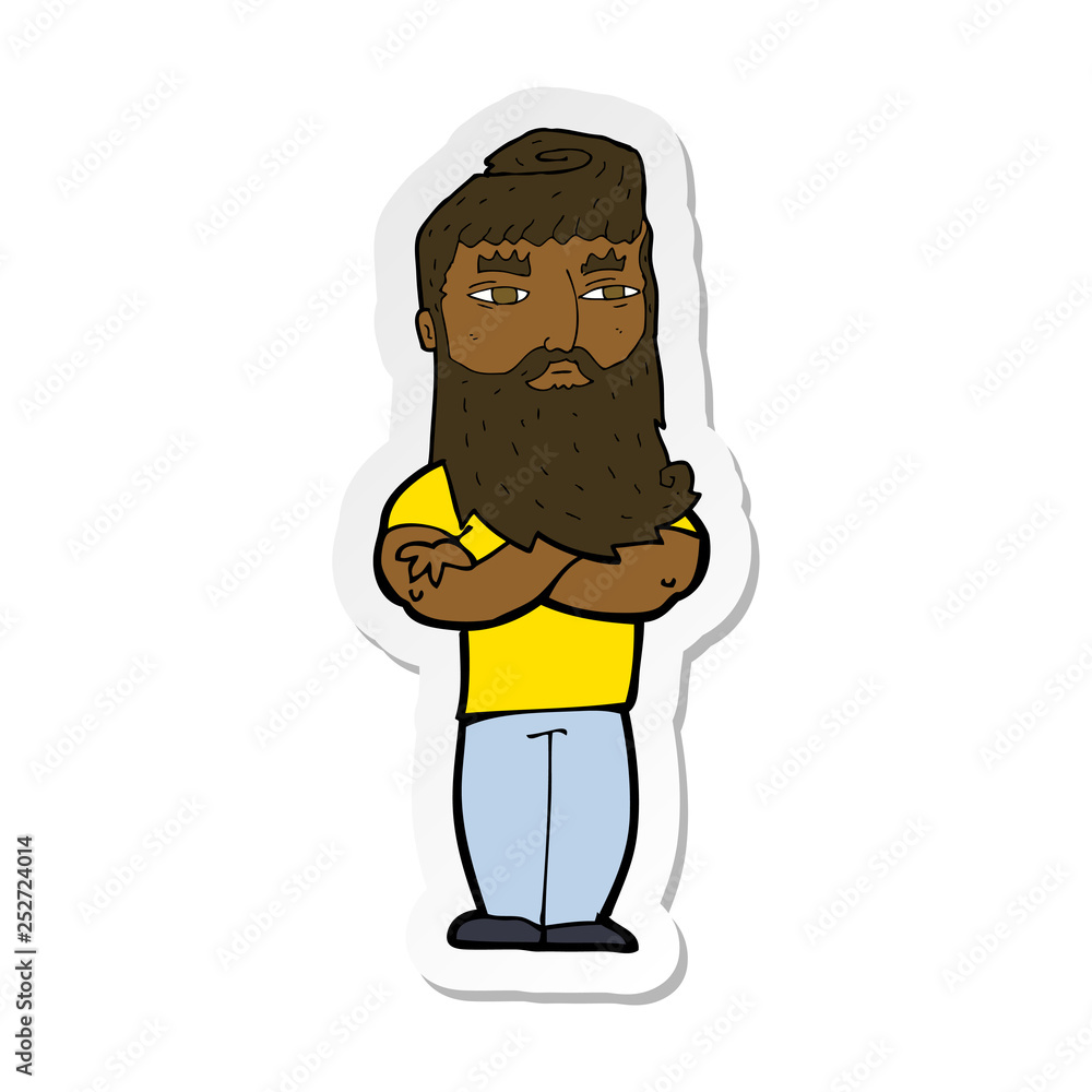 sticker of a cartoon serious man with beard sticker of a cartoon serious man with beard