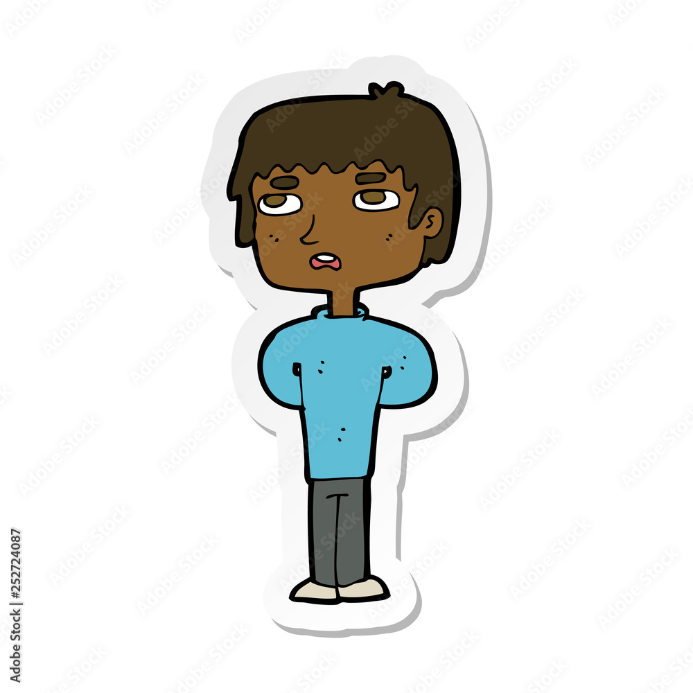 sticker of a cartoon unhappy man sticker of a cartoon unhappy man