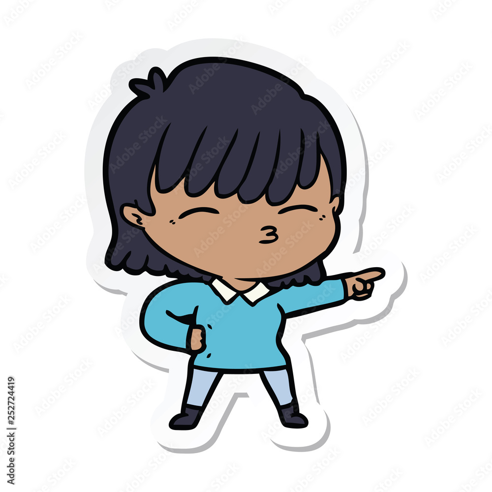 sticker of a cartoon woman