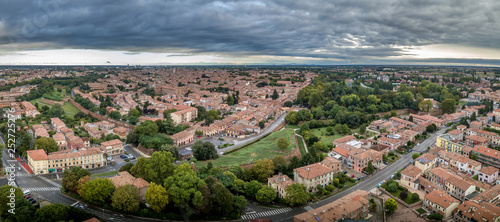 Ferrara city walls and bastions aerial view Emilia Romagna Italy