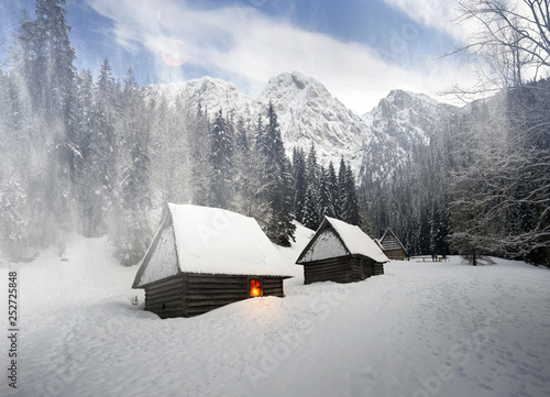 Big Giewont and houses in the valley