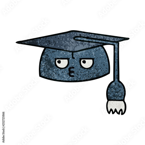 retro grunge texture cartoon graduation hat