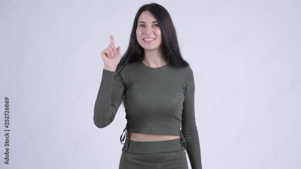 Happy young beautiful woman explaining something Happy young beautiful woman explaining something
