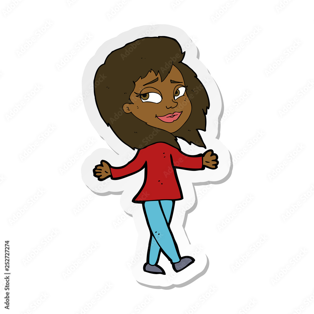 sticker of a stress free woman cartoon sticker of a stress free woman cartoon