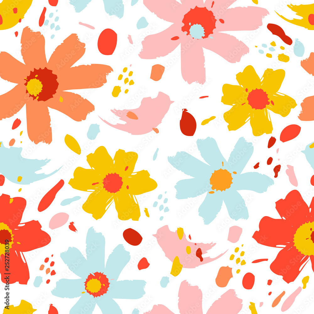 Flower pattern with flowers. Hand drawn vector illustration for your design card.