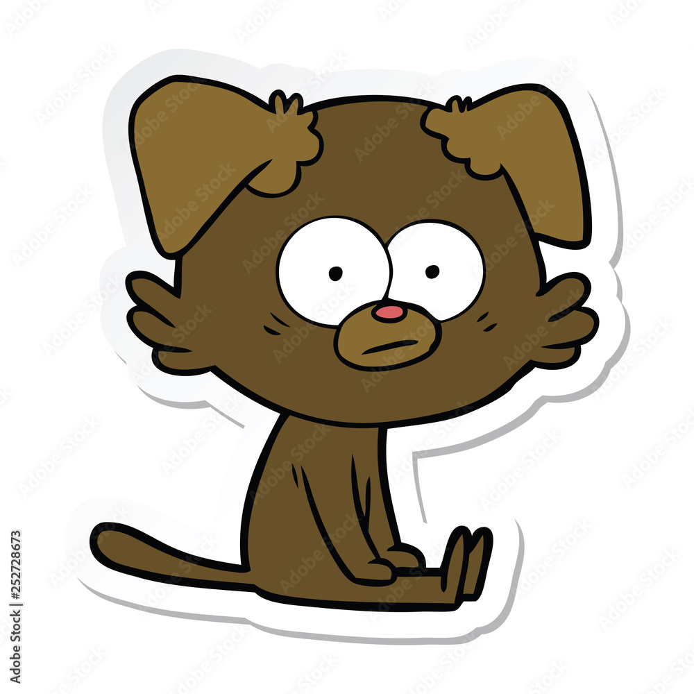 Fototapeta premium sticker of a nervous dog cartoon
