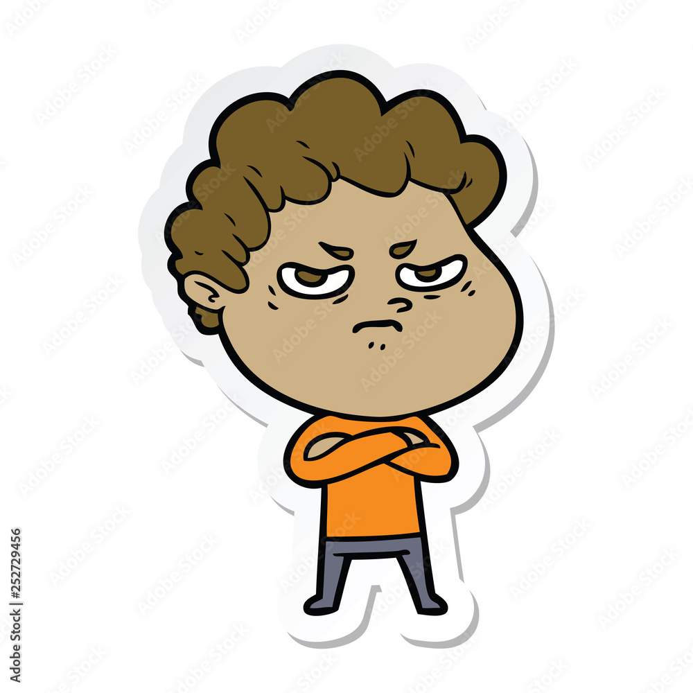 sticker of a cartoon angry man