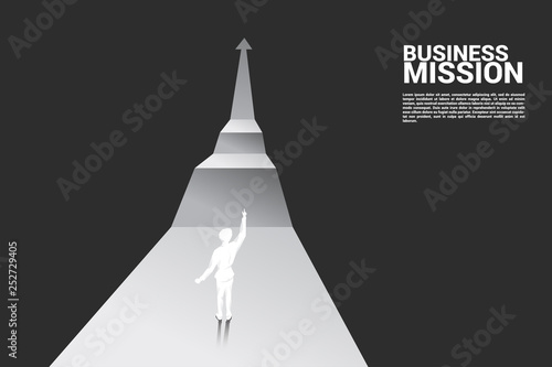 Silhouette of businessman point up to next step of growth graph. business concept for start up.
