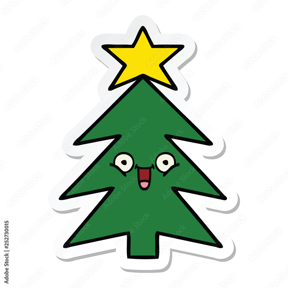 sticker of a cute cartoon christmas tree sticker of a cute cartoon christmas tree