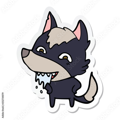 sticker of a cartoon hungry wolf © lineartestpilot