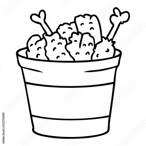 line drawing doodle bucket of fried chicken