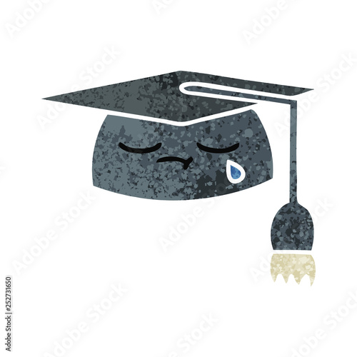 retro illustration style cartoon graduation hat