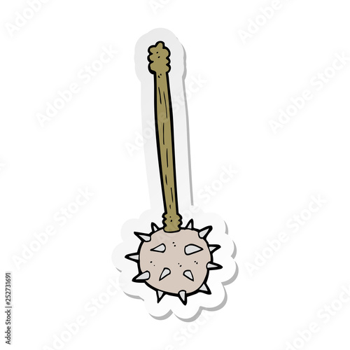 sticker of a cartoon medieval mace