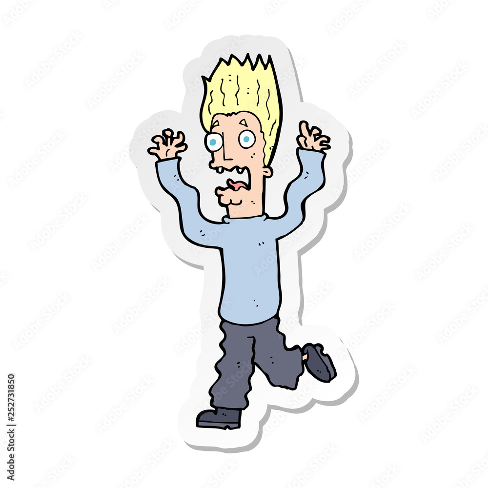 Fototapeta premium sticker of a cartoon terrified man