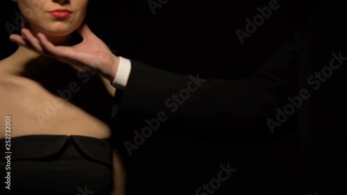Man stroking female body, choosing prostitute for one-night stand, bawdy house