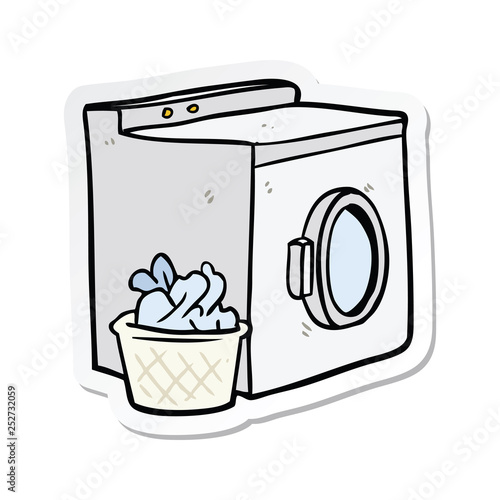 sticker of a cartoon washing machine