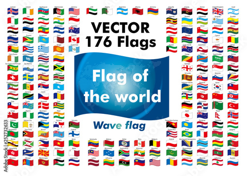 Flag of the world (flickering flag) | Flag of 176 countries | Vector data
