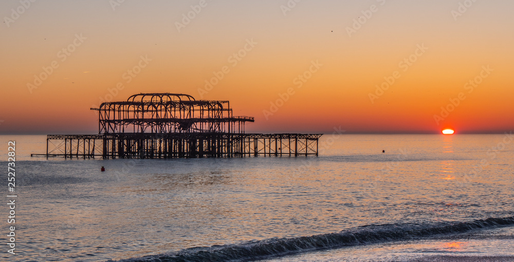 Old Brighton Pier in the sunset