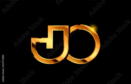 gold golden metal alphabet letter logo combination design