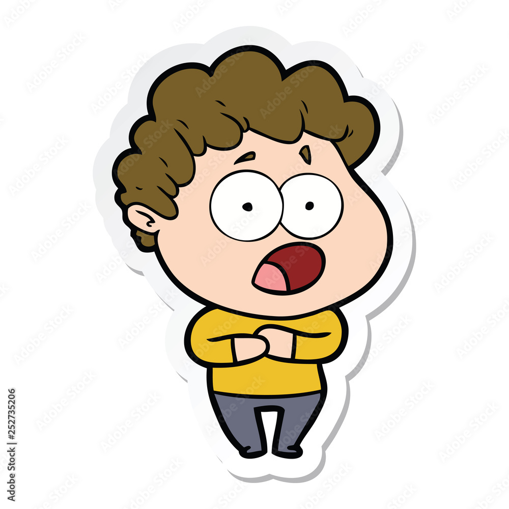 sticker of a cartoon shocked man sticker of a cartoon shocked man