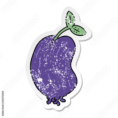 distressed sticker cartoon of a sprouting bean